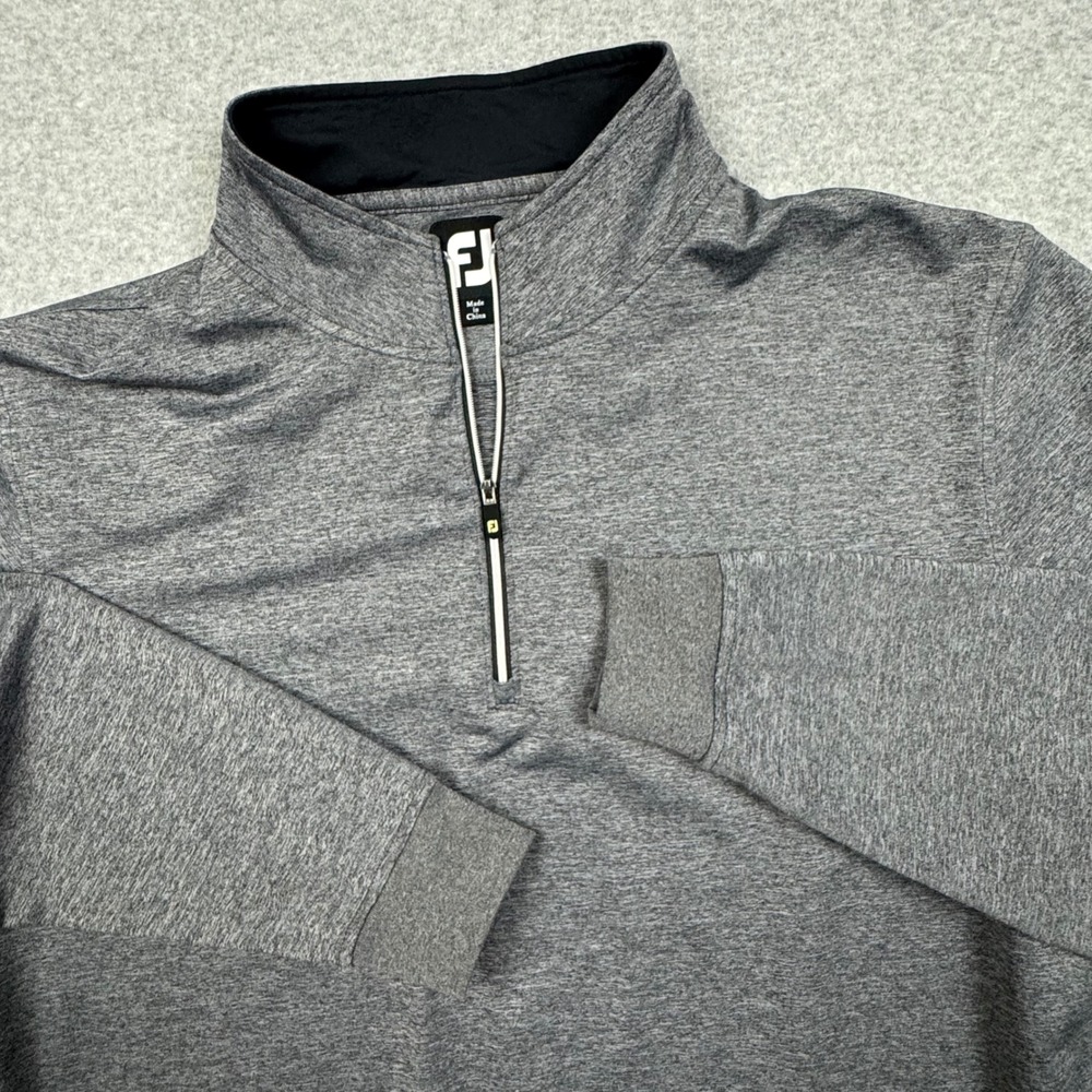 FootJoy Mens Large Gray Heather Quarter Zip Golf Pullover Performance Stretch